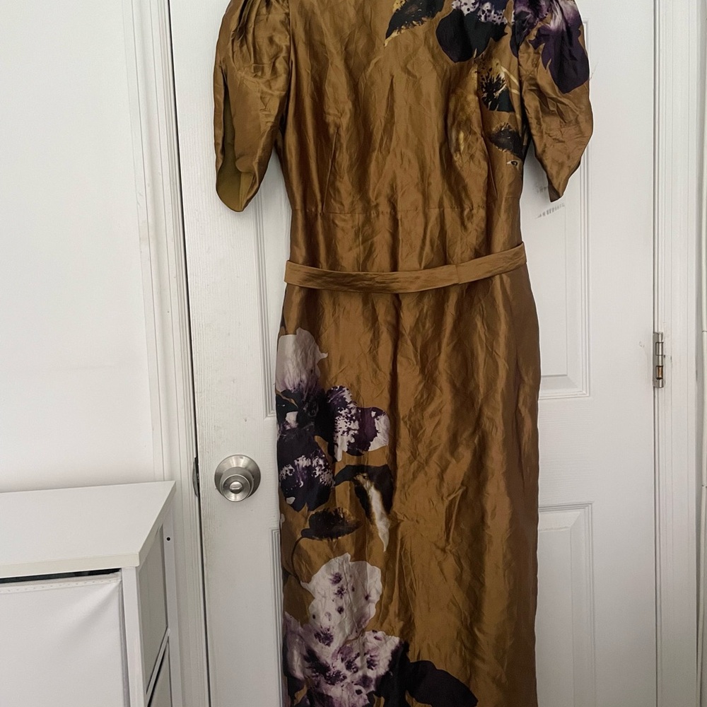 ERDEM Brown and Purple Floral Maxi Dress